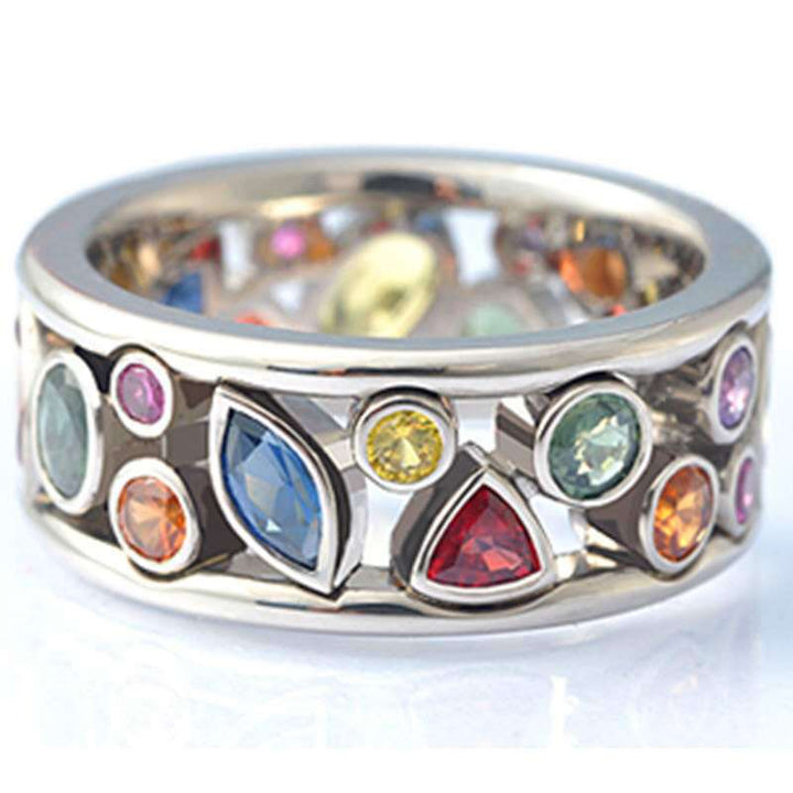 Hollow Diamond Multicolor Ring Female Ring