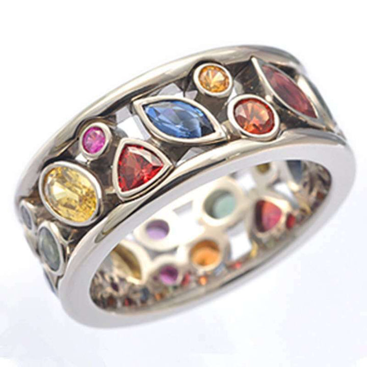 Hollow Diamond Multicolor Ring Female Ring